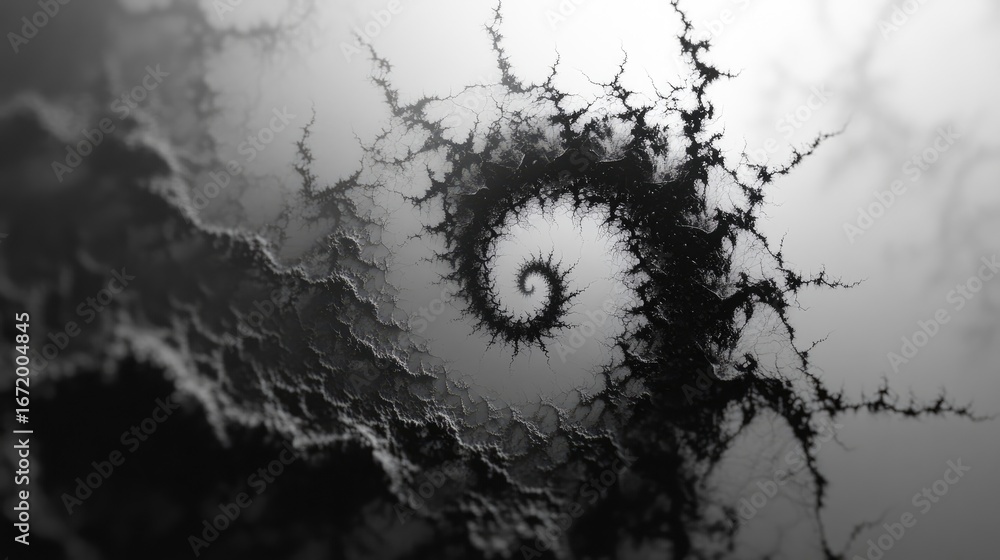 Aufkleber monochrome abstract spiral with fractal pattern and gradient background for modern design
