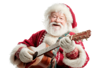 Santa's Musical Christmas Performance Isolated on White Background