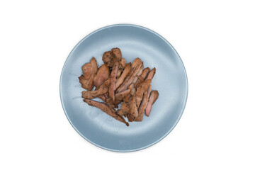 Grilled pork tenderloin cut into long pieces