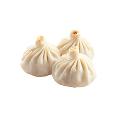 Obraz premium Delicious Steamed Buns, Three Pork Buns, Close-up of Chinese Baozi Dumplings