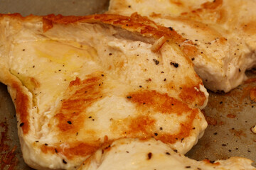 Closeup of Chicken Cutlet Cooking in Frying Pan