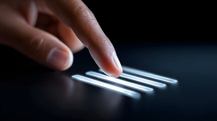 Finger touching a futuristic digital interface