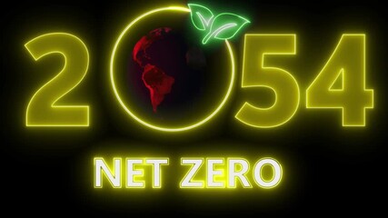 Net zero environment sustainable concept with 2054 year changing. Net Zero Emissions Target Animation Sustainable development and business concept. . Sustainable development and green business concept