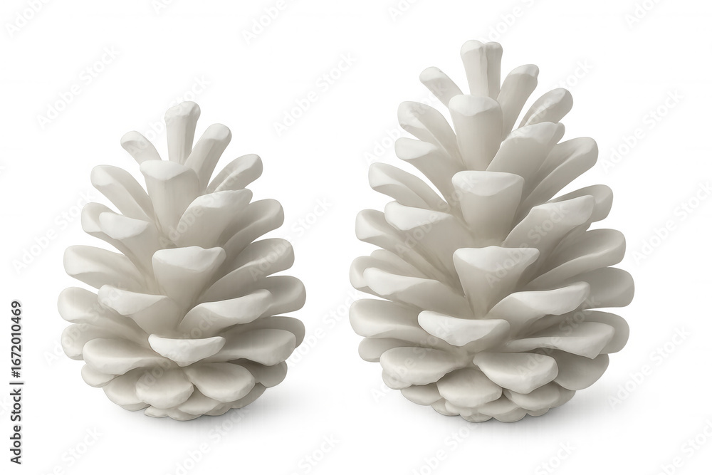 Poster two white pine cones are displayed on a transparent background, creating a simple yet elegant compos