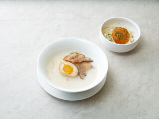 Japanese style ramen with various toppings