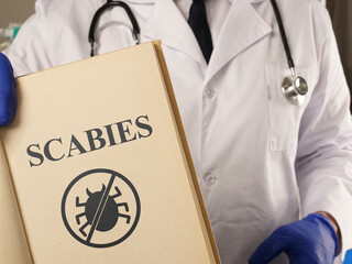 Scabies or contagious skin disease caused by the scabies mite Sarcoptes scabiei
