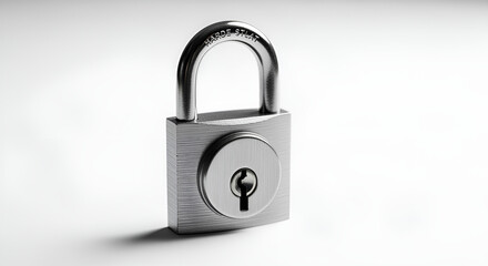 security padlock: a close up of a metal padlock for security and protection needs at isolated  white background