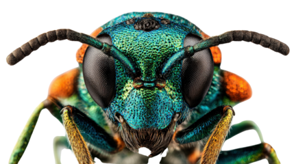 Macro Photography of Insects: Close-up macro photography of insects like butterflies, bees, and ants, showcasing fine details, isolated on a Transparent background, PNG file.