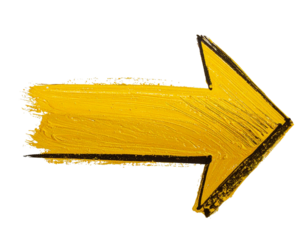  Hand-Drawn Sketch Style Yellow Arrow Pointing Right, Isolated