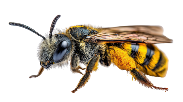 Macro Photography of Insects: Close-up macro photography of insects like bees and butterflies, isolated on a Transparent background, PNG file.