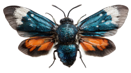 Macro Photography of Insects: Close-up macro photography of insects like bees and butterflies, isolated on a Transparent background, PNG file.