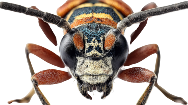 Macro Photography of Insects: Extreme close-up macro photography of insects like bees, butterflies, and spiders, isolated on a Transparent background, PNG file.