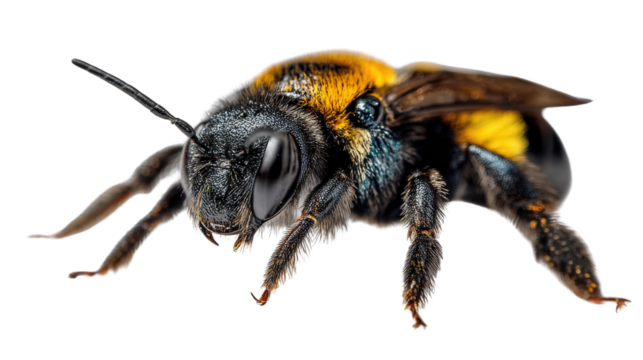Macro Photography of Insects: Extreme close-up macro photography of insects like bees, butterflies, and ants, isolated on a Transparent background, PNG file.