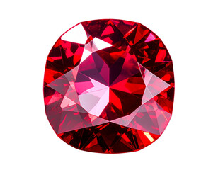  Close-Up Red Diamond-Cut Gem with Detailed Facets, Isolated