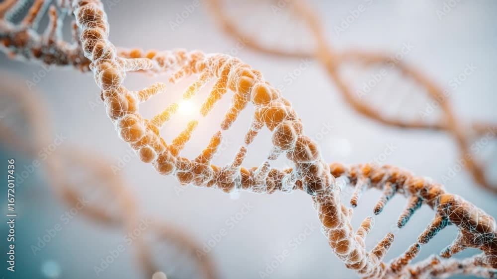 Poster dna helix: intricate detail of a double helix dna structure, showcasing the elegant and complex buil