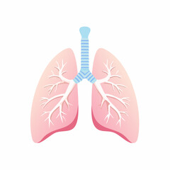 Stylized Vector Illustration of Healthy Human Lungs in Flat Infographic Style, Featuring Pastel Pink and Blue Hues on White Background for Medical Concepts