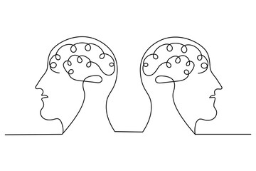 Abstract human brain drawn in a continuous one line art style, perfect for medical, science, and education themes
