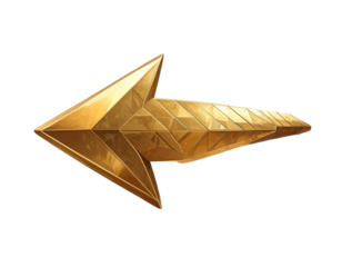 Flat Gold Arrow Pointing Right, Minimalist Design, Isolated