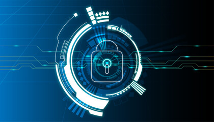 Obraz premium Digital Security Lock and Data Protection on a Blue Background
