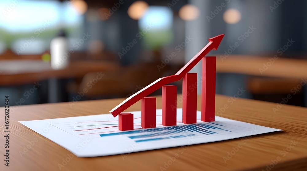 Poster a graph showing an upward growth trend. long_title:an image of a business chart or graph displaying 