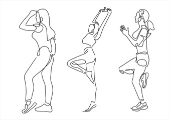 Woman body sketch, line art icon. Female pose outline silhouette, model, figure. Abstract sign of girl for wellness center, sport, dance, beauty salon, spa. line icon-continuous line drawing. Editable