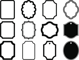 Collection of twelve decorative black and white ornamental frames