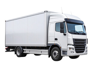 Urban Delivery Truck with Reflections, Side Profile on White Background