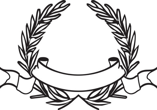 Elegant laurel wreath with blank ribbon for award or recognition