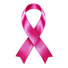 Pink ribbon symbolizing breast cancer awareness isolated on transparent background