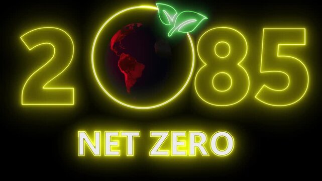 Net zero environment sustainable concept with 2085 year changing. Net Zero Emissions Target Animation Sustainable development and business concept. . Sustainable development and green business concept