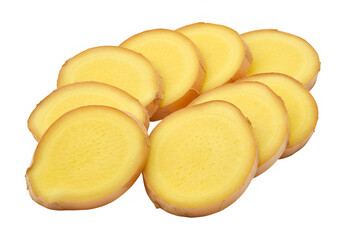 Ginger Slices isolated on white or transparent background. PNG