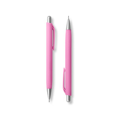 Pink ballpoint pen isolated on a transparent background, PNG. High resolution. 