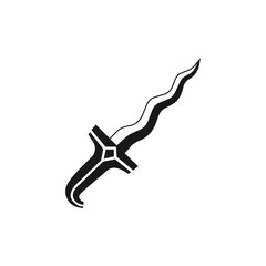Keris icon. Traditional Javanese keris dagger icon vector design. Handcrafted traditional ancient Indonesian dagger graphic illustration. 