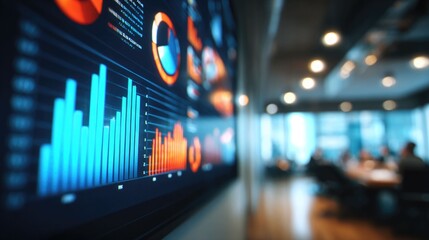 Close-up advertising presentation screen with glowing campaign visuals