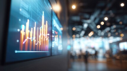 Close-up advertising presentation screen with glowing campaign visuals