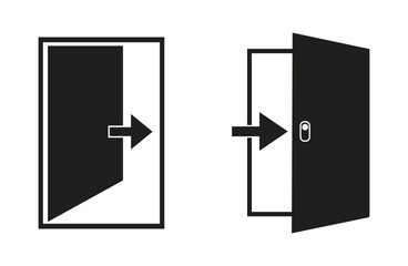 Exit Door Icon Set, Arrow Doorway Symbols