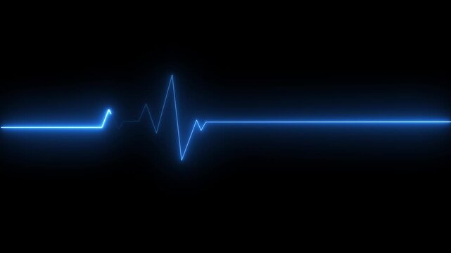 Glowing neon heartbeat and pulse rate animation. EKG monitoring in an emergency. Loop able medical heartbeat signal animation for health.