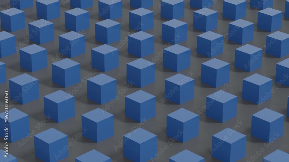 Poster futuristic 3d abstract background presenting blue cubes on a dark gray surface, emphasizing elegant 