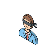 Blindfolded person, symbol of ignorance, injustice, or lack of awareness.