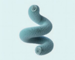 Fototapeta premium 3 D Render of a Fluffy Teal Spiral Object with White Ends 3D render