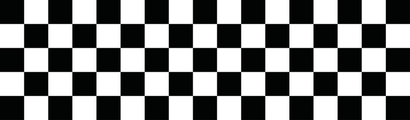 Black and white checkered line or finish line seamless pattern competition banner for motorsport, drag race and race car stripe