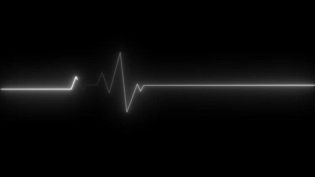 Glowing neon heartbeat and pulse rate animation. EKG monitoring in an emergency. Loop able medical heartbeat signal animation for health.
