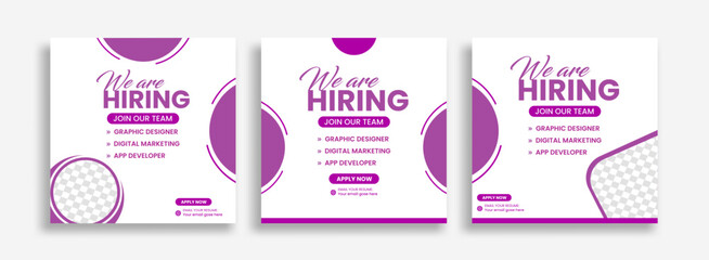 We are hiring recruitment open job vacancy design vector social media post banner template or web banner layout

