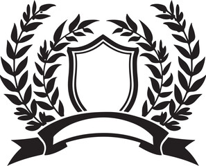 Classic laurel wreath crest blank emblem with banner