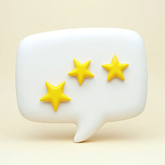 Obraz premium Three Yellow Stars 3D Rendered in White Speech Bubble; Positive Feedback Concept