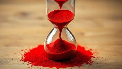 A cracked hourglass with red sand, symbolizing urgent health warnings in midlife.