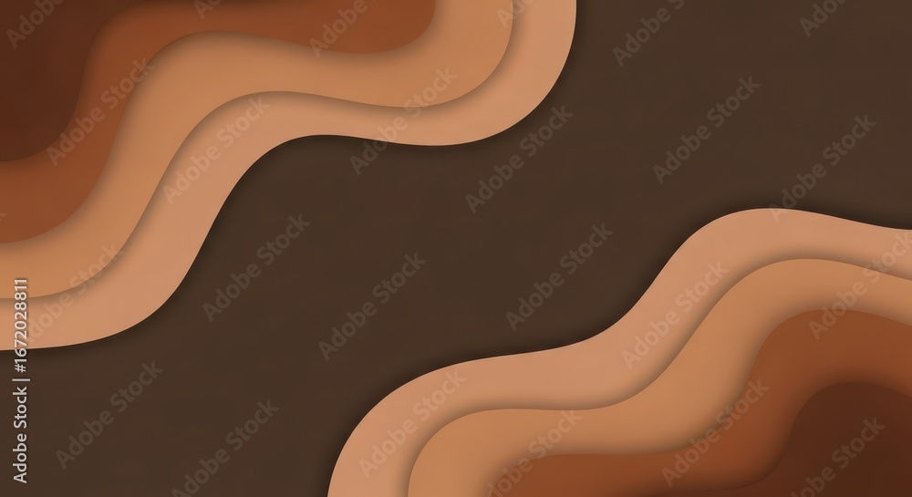 Poster abstract earthy waves with cocoa gradient background for modern presentations