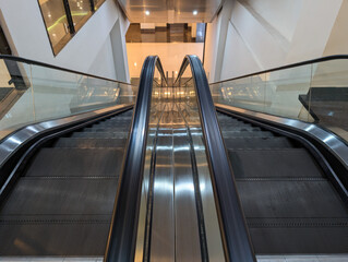 Modern escalator in shopping mall
