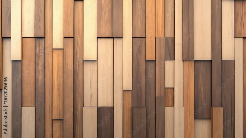 Aufkleber abstract animation of brown and beige wood blocks shifting, creating a dynamic texture, symbolizing 