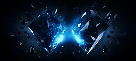 The black background contrasts sharply with the bright blue diamonds light emitted by angel vs demon,generative AI